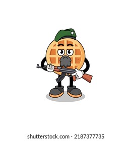 Character cartoon of circle waffle as a special force , character design
