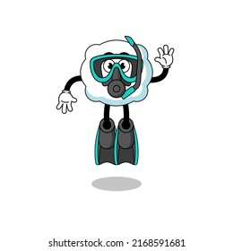 Character cartoon of cloud as a diver , character design