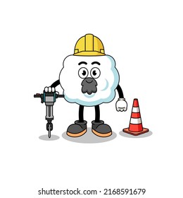 Character cartoon of cloud working on road construction , character design