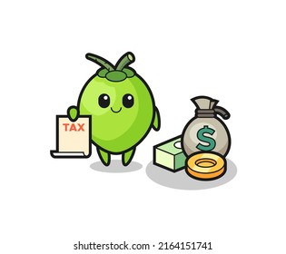 Character cartoon of coconut as a accountant , cute style design for t shirt, sticker, logo element