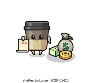 Character cartoon of coffee cup as a accountant , cute style design for t shirt, sticker, logo element