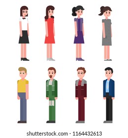 Character cartoon collection. Set of flat illustrations.