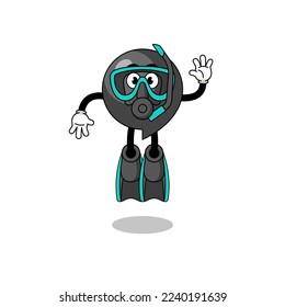 Character cartoon of comma symbol as a diver , character design