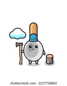 Character cartoon of cooking spoon as a woodcutter , cute design