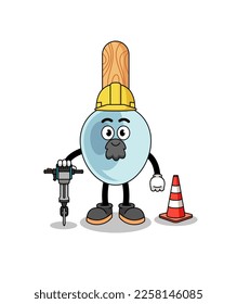 Character cartoon of cooking spoon working on road construction , character design