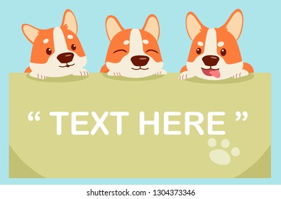 character cartoon corgi with text box