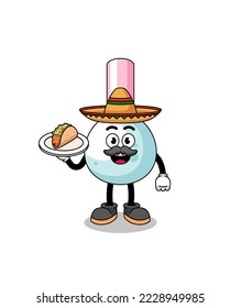 Character cartoon of cotton bud as a mexican chef , character design