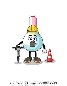 Character cartoon of cotton bud working on road construction , character design
