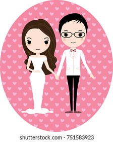 character cartoon couple wedding invitation card