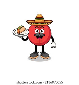 Character cartoon of cricket ball as a mexican chef , character design