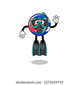 Character cartoon of cuba flag as a diver , character design