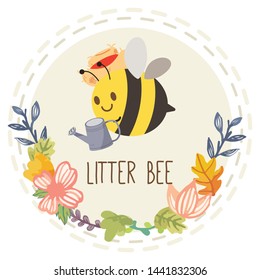 The character cartoon of cute bee holding a water can and it flying on the flower in flat vector. Illustration about bee for graphic,content , banner, sticker label and greeting card.