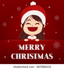 Character Cartoon Cute Christmas Day , Merry christmas happy new year festival banner , invitation card vector illustration