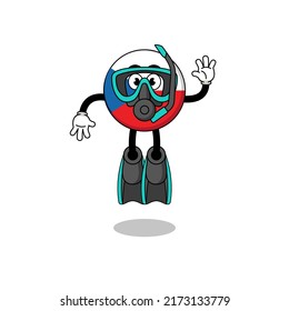 Character cartoon of czech republic as a diver , character design
