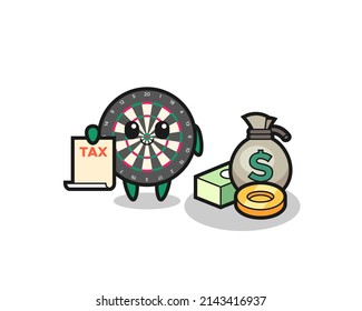Character cartoon of dart board as a accountant , cute design