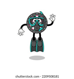 Character cartoon of dart board as a diver , character design