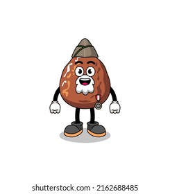 Character cartoon of date fruit as a veteran , character design