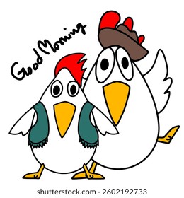 Character cartoon  design. funny chicken character 