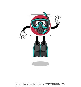 Character cartoon of do not enter road sign as a diver , character design