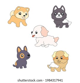 Character cartoon dog vector set pastel color.