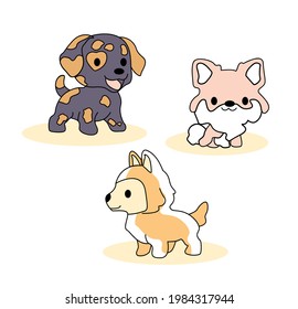Character cartoon dog vector set pastel color.