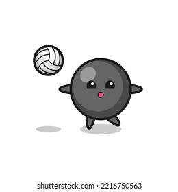 Character cartoon of dot symbol is playing volleyball , cute design