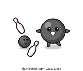 Character cartoon of dot symbol is playing bowling , cute design