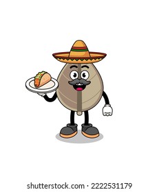 Character cartoon of dried leaf as a mexican chef , character design