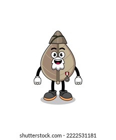 Character cartoon of dried leaf as a veteran , character design