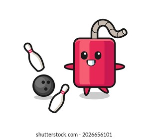 Character cartoon of dynamite is playing bowling , cute style design for t shirt, sticker, logo element