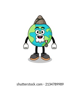 Character cartoon of earth as a veteran , character design