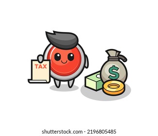 Character cartoon of emergency panic button as a accountant , cute design