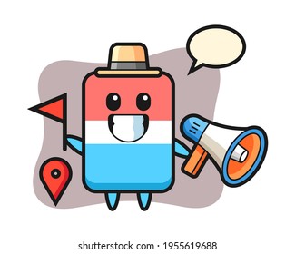 Character cartoon of eraser as a tour guide, cute style design for t shirt, sticker, logo element