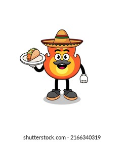 Character cartoon of fire as a mexican chef , character design