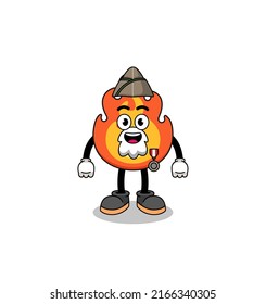 Character cartoon of fire as a veteran , character design