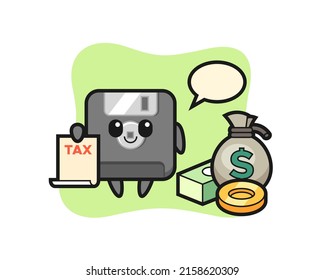 Character cartoon of floppy disk as a accountant , cute style design for t shirt, sticker, logo element