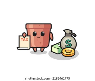 Character cartoon of flowerpot as a accountant , cute style design for t shirt, sticker, logo element