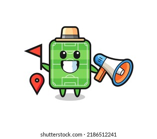 Character cartoon of football field as a tour guide , cute style design for t shirt, sticker, logo element