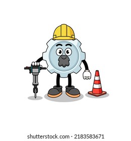 Caricatura de personajes de artes que trabajan en la construcción de carreteras , diseño de personajes