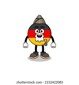 Character cartoon of germany flag as a veteran , character design