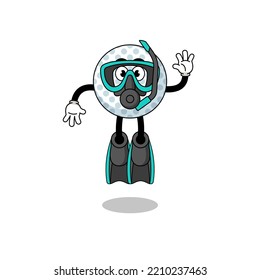 Character cartoon of golf ball as a diver , character design