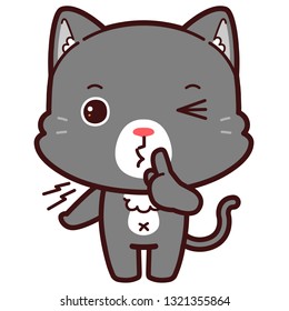 Character Cartoon Gray Cat, Shhh