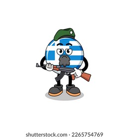 Caricatura de personajes de la bandera de grecia como fuerza especial, diseño de personajes