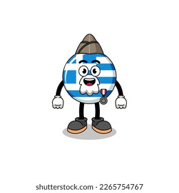 Character cartoon of greece flag as a veteran , character design