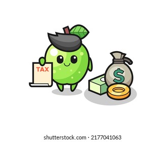 Character cartoon of green apple as a accountant , cute style design for t shirt, sticker, logo element