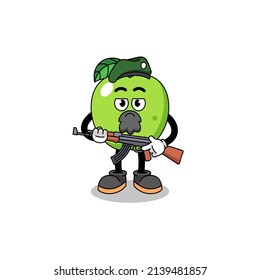 Character cartoon of green apple as a special force , character design