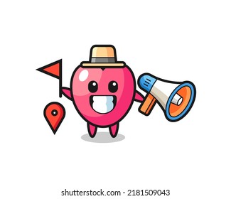 Character Cartoon Of Heart Symbol As A Tour Guide , Cute Style Design For T Shirt, Sticker, Logo Element