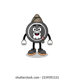 Character cartoon of hockey puck as a veteran , character design