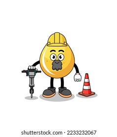Character cartoon of honey drop working on road construction , character design