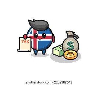 Character cartoon of iceland flag as a accountant , cute design